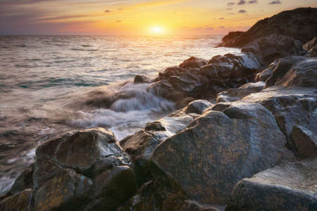 Beautiful sunset on the sea. Composition of nature.の写真素材
