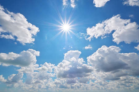 Sun and sky clouds. Nature composition.