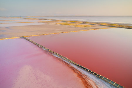 Sea salt aerial lake. Unique nature composition.