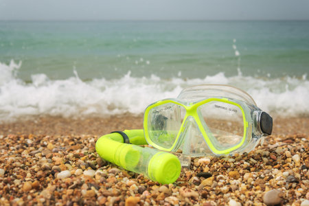 Mask on sea shore. Object and nature.の写真素材