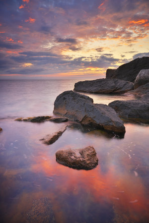Beautiful seascape sunset nature composition. .Composition of nature.の写真素材