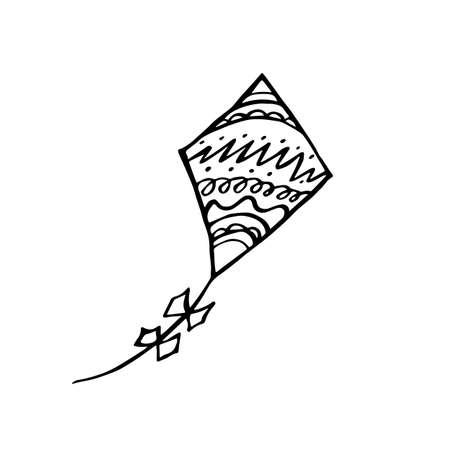 Cartoon flying kite on white background. Vector illustration.のイラスト素材