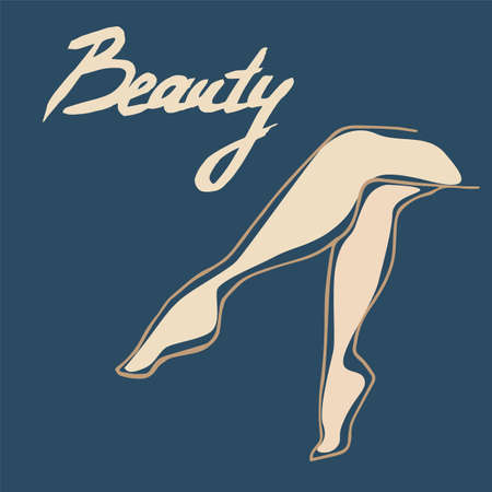 Woman Legs Outline Beauty Concept. Print, Label, Badge for beauty masters, fashion, beauty salonのイラスト素材