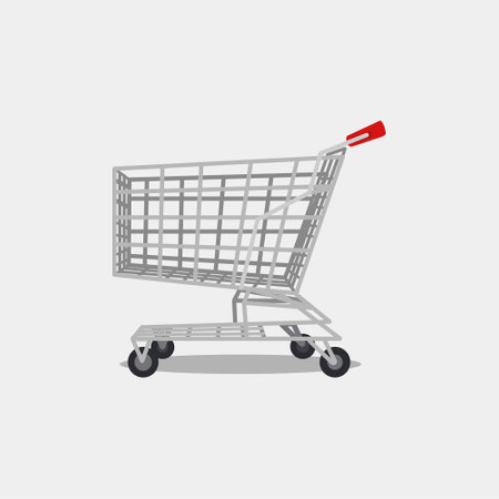 Shopping cart in a flat style. Vector illustration cartoon trolleyのイラスト素材