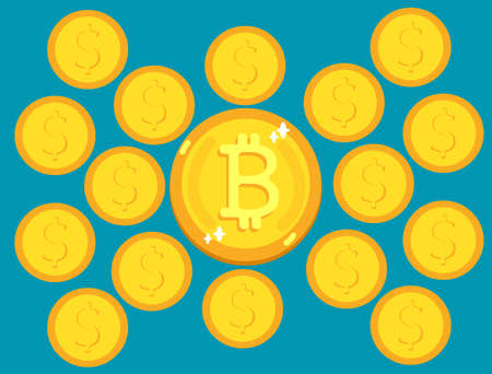 Bitcoin concept exchange Cryptocurrency and mining crypto coins vector illustrationのイラスト素材