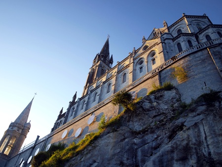 Basilica of the Immaculate Conception MasabelskÄ over the grotto in Lourdes, Franceのeditorial素材