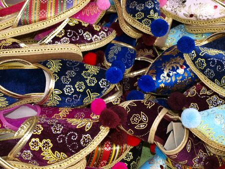 Shoes, footwear on the market stall in Mostar, Bosnia and Herzegovinaの写真素材