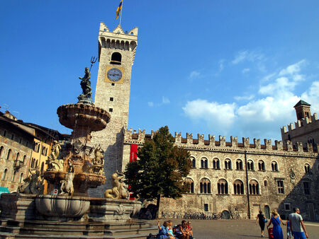 Historic fountain in the cathedral square of Trento  Trentino Alto Adige, Italy  のeditorial素材
