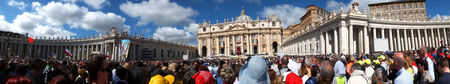 ROME - APRIL 28  polish pilgrims listen to the mass during the canonization	John Paul IIのeditorial素材