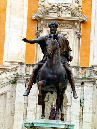 Statue of the emperor Marco Aurelio at the Capitoline Hill in Rome, Italy のeditorial素材
