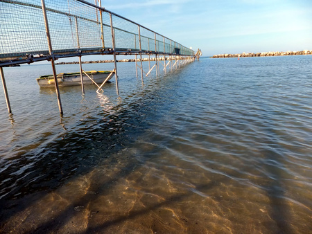 Adriatic coast in the spring before the season, the area Bellaria Rimini, Italyの写真素材