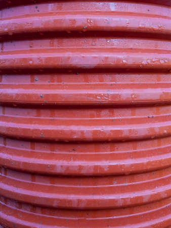 corrugated drainage pipe made ??of plastic, close up viewの写真素材