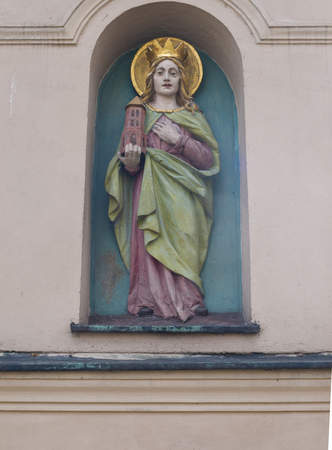 Saint Hedwig of Silesia - figurine of roadside shrines in Krakow, Polandの写真素材