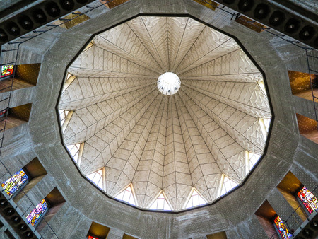 NAZARETH, ISRAEL July 8, 2015; dome of the Basilica of the Annunciation in Nazareth view from inside, Israel july 8, 2015のeditorial素材