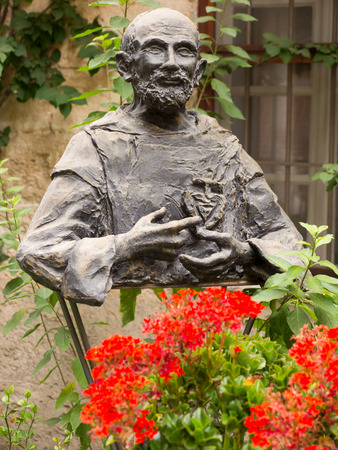 Monument to Blessed Charles de Foucauld Eugene (1858 -1916) near the chapel hermitage where he stayed in Nazareth, Israelのeditorial素材