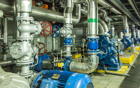 several water pumps with large electric motorsのeditorial素材