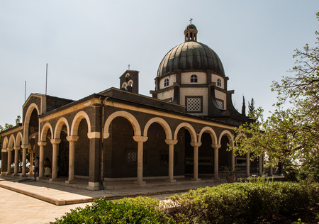 Catholic chapel on Mount of Beatitudes near Tabgha at the Sea of Galilee, Israelの写真素材