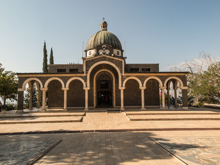 Catholic chapel on Mount of Beatitudes near Tabgha at the Sea of Galilee, Israelの写真素材