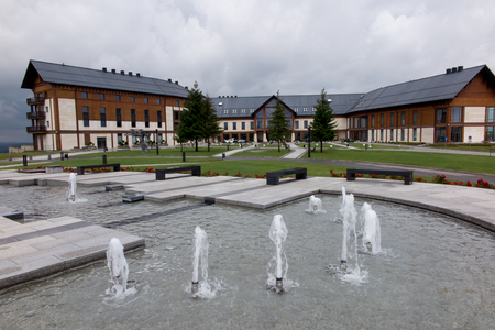 Arlamow, Poland - July 18, 2016: Hotel and  recreation complex Arlamow in the Bieszczady where during the Polish People's Republic frequented the most important dignitaries of the socialist countriesのeditorial素材