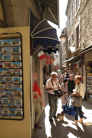 Mont Saint Michel, France - September 8, 2016: Unidentified tourists in the commercial part of the Mont Saint Michel, Franceのeditorial素材