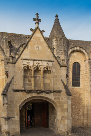 Exterior of Notre Dame la Grande church in Poitiers, Franceのeditorial素材