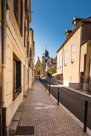 Paray Le Monial, France - September 13, 2016: The historic tower of St. Nicholas in Paray Le Monial, Franceのeditorial素材