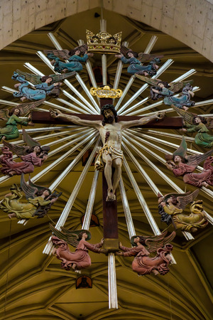 Krakow, Poland - October 2, 2016, The Cross of the angels suspended under the dome in the church of St. Catherine in Krakow, Polandのeditorial素材