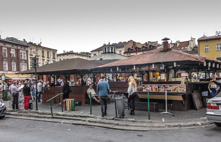 Krakow, Poland - October 2, 2016: Former market Kazimierz, now the marketplace, the Jewish Quarter, New Squareのeditorial素材