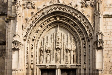 entrance to the church st. Radegund at Poitiers in Franceの写真素材