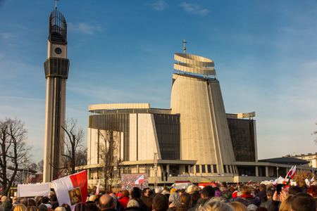 The ceremony of enthronement of Jesus Christ the King Polish at the Basilica of Mercy in Krakow Lagiewniki, November 19, 2016.のeditorial素材