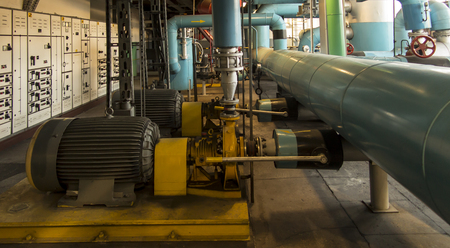 several water pumps with large electric motors