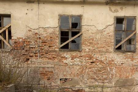 Fragment of old ruined house as backgroundの写真素材
