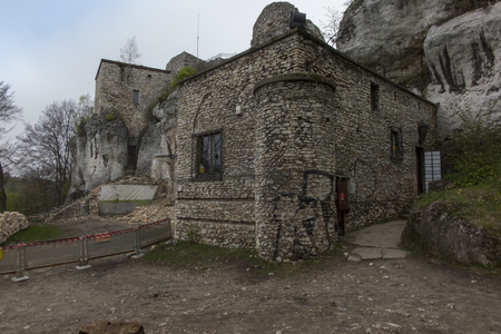 MORSKO, POLAND - May 03, 2017: Castle Bakowiec - the remains of a knight's castle from the XIV century, lying on the Krakow-Czestochowa Jura, built in the system of the so-called Eagles' Nestsのeditorial素材