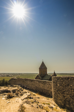 Khor Virap ( the deep dungeon) is an Armenian monastery located near the border with Turkey. The monastery is known for its location at the foot of the biblical mountain Ararat.の写真素材