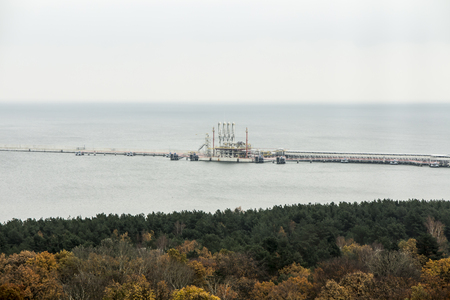 the Swinoujscie gas terminal, an installation for unloading liquefied gas from shipsの写真素材