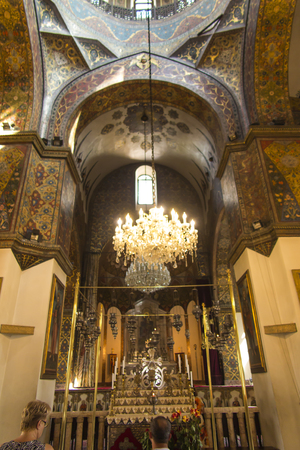 VAGHARSHAPAT, ARMENIA - SEPTEMBER 17, 2017: Inside one of the oldest  Etchmiadzin Cathedrals in the...