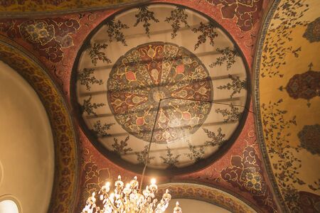 VAGHARSHAPAT, ARMENIA - SEPTEMBER 17, 2017: The decor of the main entrance to Etchmiadzin Mother Cathedral, includes gilt relief Byzantine patternsのeditorial素材