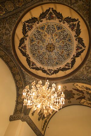 VAGHARSHAPAT, ARMENIA - SEPTEMBER 17, 2017: The decor of the main entrance to Etchmiadzin Mother Cathedral, includes gilt relief Byzantine patternsのeditorial素材