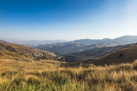 View of the mountains in the area of the Vardenyats pass (Selim Pass), Armenia.の写真素材