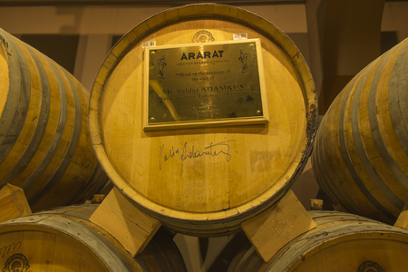 YEREVAN, ARMENIA -21 September 2017: Noy (Ararat) Brandy factory museum visit with congac tasting....
