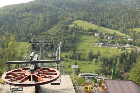 Wisla, Poland, 24 May 20118: The Adam Malysz ski jumping hill in Wisla Malinka in Poland in the summerのeditorial素材