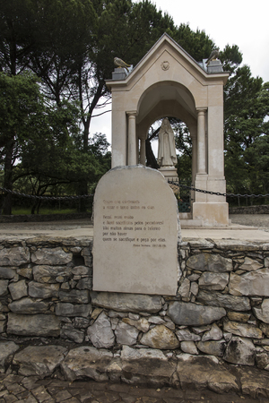 Fatima, Portugal, June 12, 2018: Valinhos near Fatima, place of the fourth apparition of Our Lady (August 19, 1917) shepherds. The figure of the Virgin Mary was carved by Maria AmÃ©lia Carvalheira da Silvaのeditorial素材