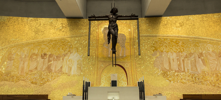 FATIMA, PORTUGAL - JUNE 12, 2018: View of the Holy Cross of the Holy Trinity in Fatima Portugal.のeditorial素材