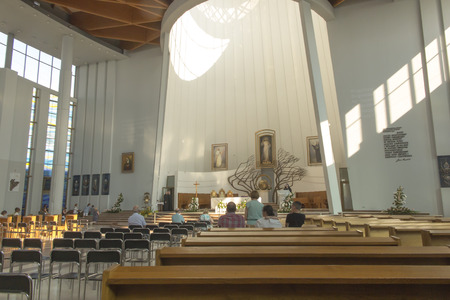 Krakow, Poland, August 15, 2018: Interior of the well-known Sanctuary of the Divine Mercy in Lagiewniki. Millions of pilgrims from around the world visit it every year.のeditorial素材