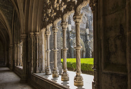 Architectural details of Batalha monastery in Batalha, Portugalの写真素材