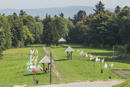 The area around the former Benedictine monastery and now the Missionary Oblates of Mary immaculate at the Holy Cross (Lysa Gora). The smaller basilica of the Holy Polish Holy Trinity, the oldest Polish sanctuary.の写真素材