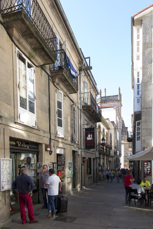 Santiago de Compostela, Spain, June 14, 2018: Old streets in Santiago de Compostela, near the Catedral of Saint James, Spain.のeditorial素材