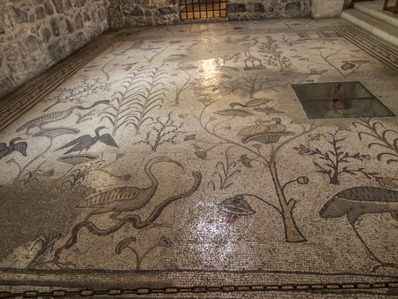 TABGHA, ISRAEL 9 July 2015: Interior of The Church of the First Feeding of the Multitude at Tabgha, near Capernaum, Israelのeditorial素材
