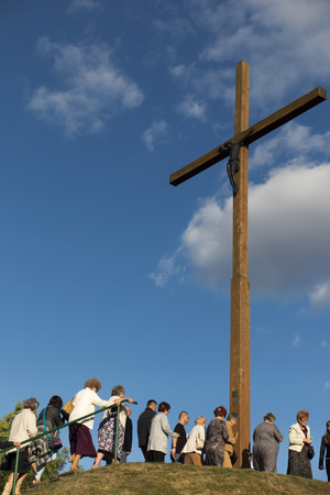 Chelm, Poland, September 14, 2019: Prayer meeting and Way of the Cross at the Sanctuary of the Mother of God in CheÅm as part of the national campaign "Poland under the Cross"のeditorial素材