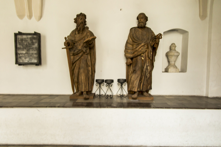 Tyniec, Krakow, Poland, August 3, 2019: Historic figures in Benedictine Abbey in Tyniec near Krakow in Polandのeditorial素材
